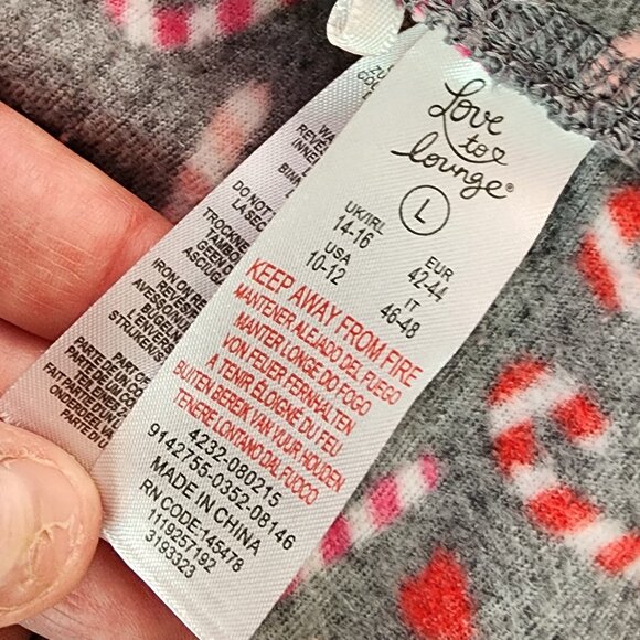 Love To Lounge "Candy Cane" Holiday Pajama Fleece Pants Size 10-12 - Picture 6 of 10